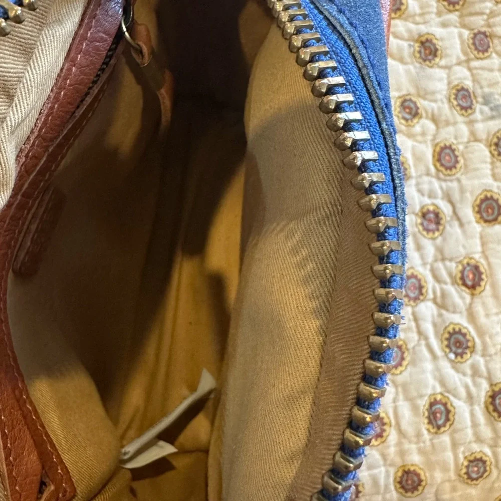 Madewell 1937 Accessories Blue Suede Camden Crossbody with Cognac Leather Trim